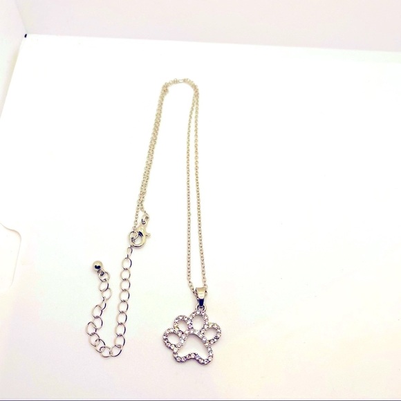 Necklace Paw Print in Rhinestones ! ADORABLE ! - Picture 14 of 15